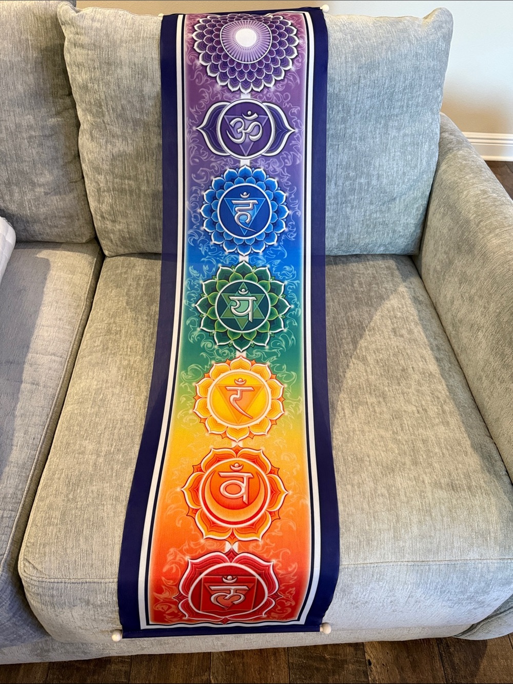 Spiritual wall hanging “The Seven Chakras”- like new! Measures 12” x 48”